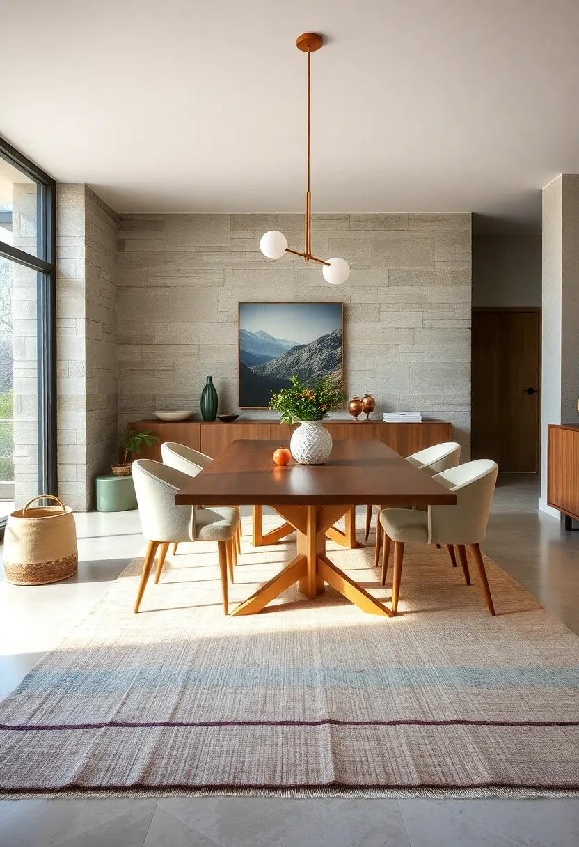 factor in ⁣the ⁤dining table⁢ finish: Reflect on how the rug interacts with the‍ table material and color ⁤to ⁤maintain visual coherence