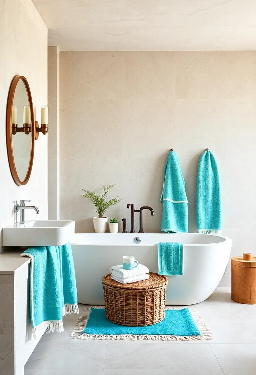 Turkish Towels: Swap‌ out regular towels for lightweight turquoise Turkish towels that bring both style and⁢ practicality to‌ your bathroom experience