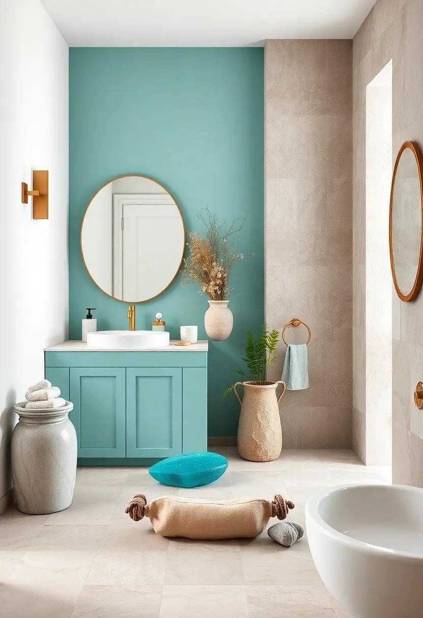 Serenity with⁤ Stone: Incorporate turquoise stone elements, such as gemstone soap dishes or bathroom‍ accessories, for an earthy and‍ elegant touch