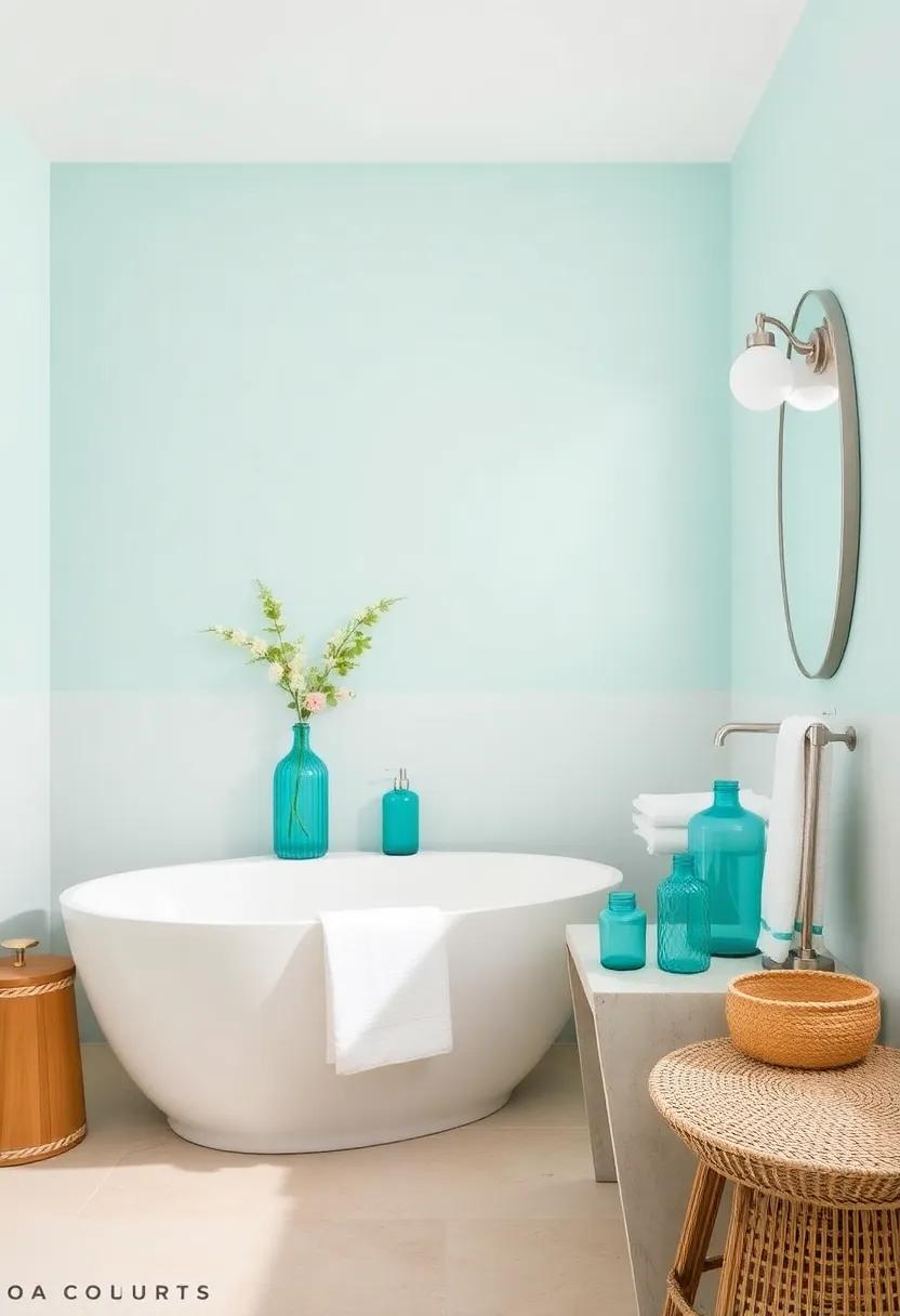 Turquoise Glass Accessories: ⁣Add decorative ⁢glass jars or vases in turquoise hues to showcase bath essentials or floral arrangements