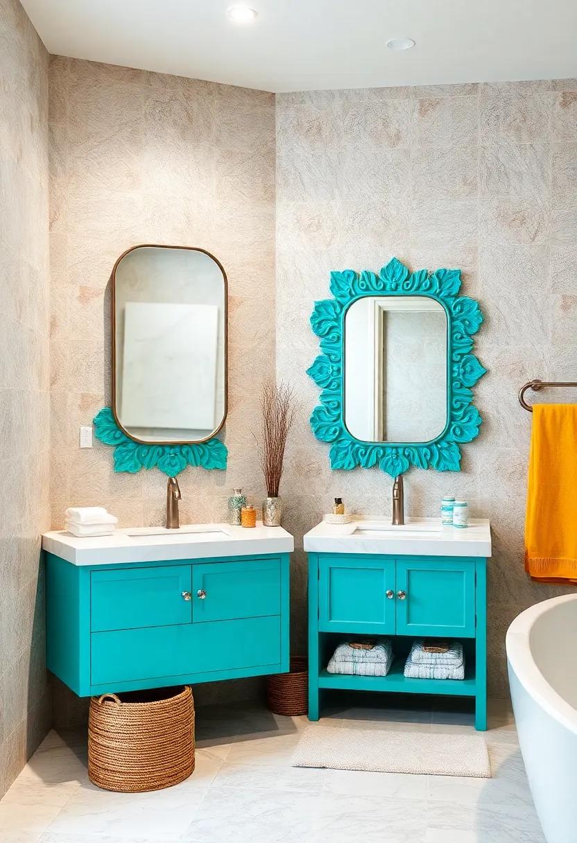 Coastal Mirrors: Frame mirrors with turquoise embellishments or textures to create⁣ a ⁢stunning visual impact while retaining ⁣functionality