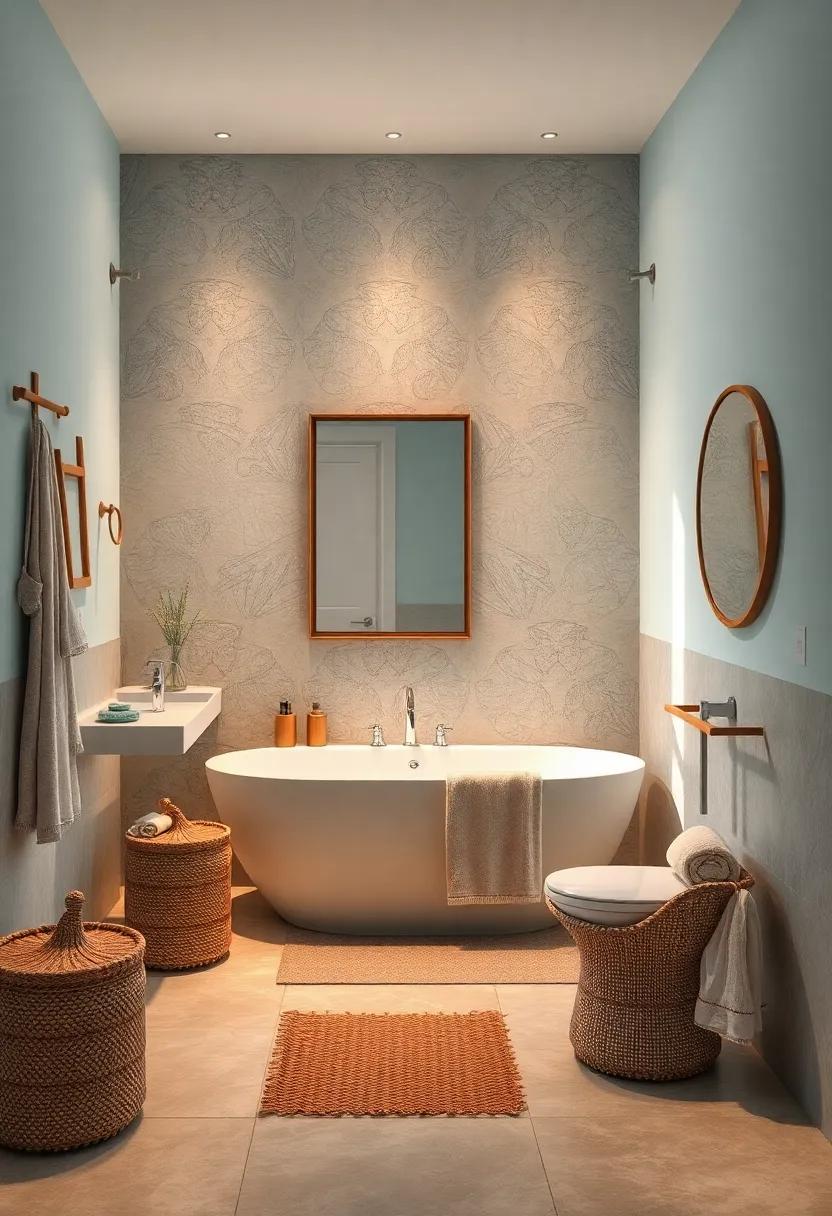 Warm Lighting Embracing Soft Blue and Sandy Tones in a Coastal-Inspired Space With Nautical Details