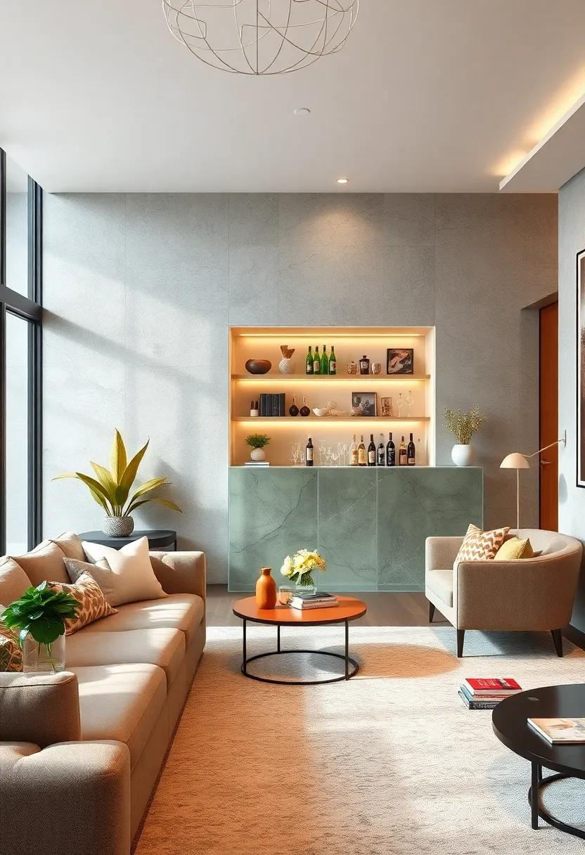 Clear‌ Acrylic Bar: Opt for⁣ a clear acrylic bar to⁣ maintain an open feel in⁣ the room while providing a‍ contemporary touch