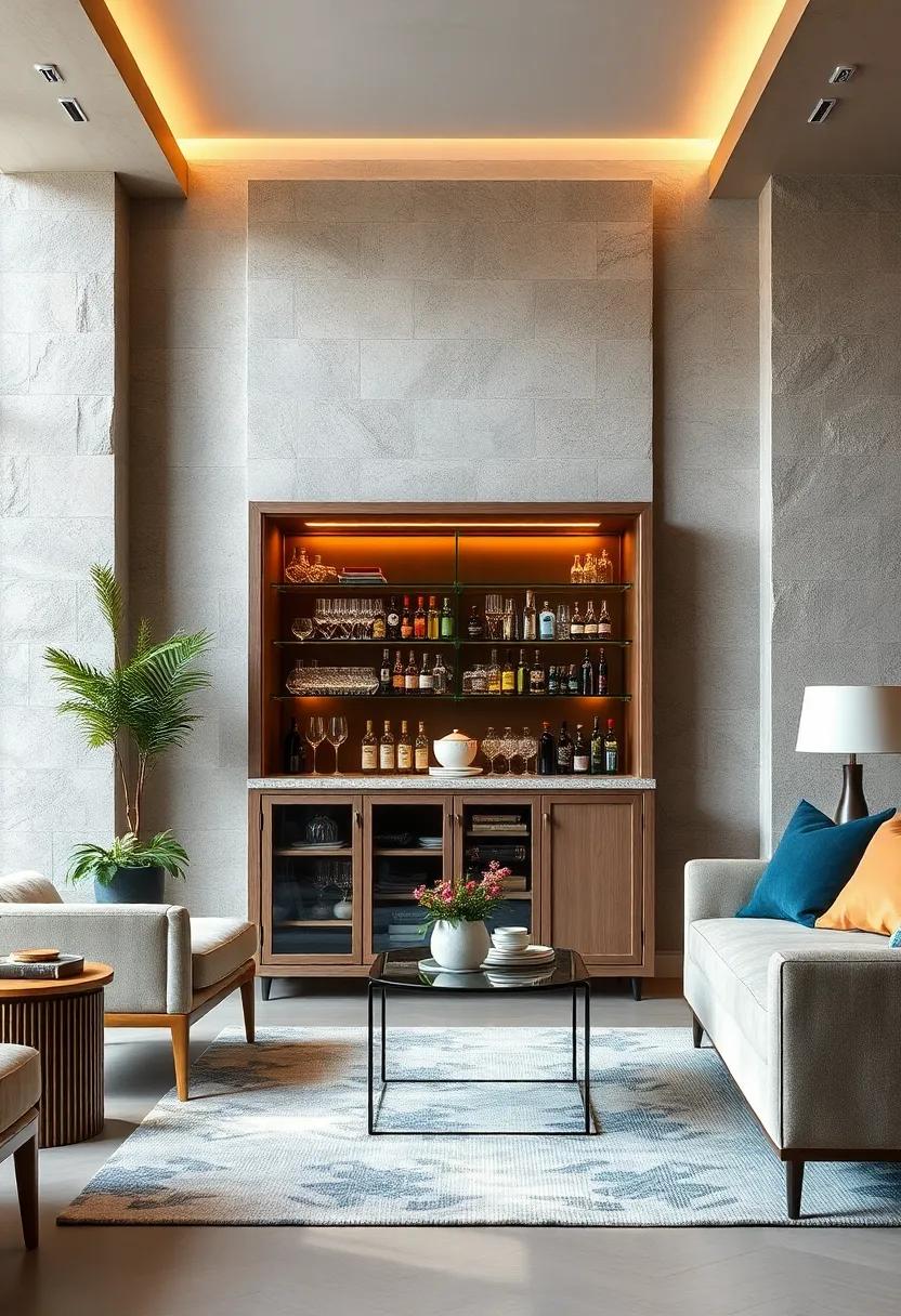 Glass Front ​Bar Cabinet: Choose a glass-front cabinet to ‌showcase ⁢your ‍glassware and bottles, creating an eye-catching display that feels open and ‌airy