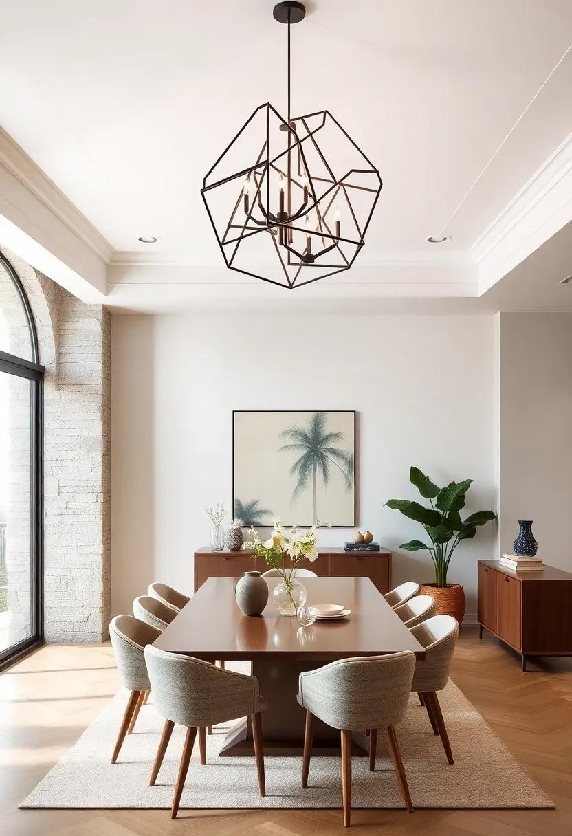 Bold Geometric shapes: Make a statement with a striking geometric chandelier⁢ that adds artistic flair and ⁣modernity to‌ any dining room ⁢decor