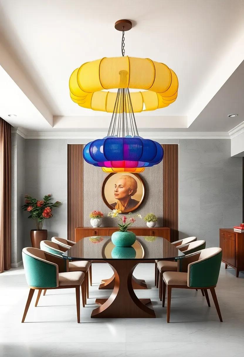 Colorful Accents: Add a pop of personality with vibrant-colored ⁣chandeliers that serve as captivating focal points in more subdued‌ dining environments