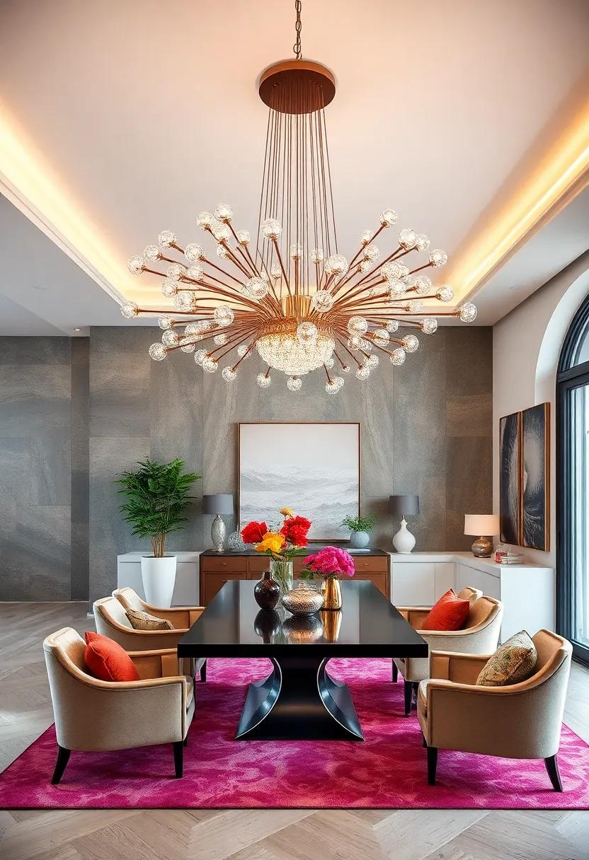 Contemporary Art ⁤Piece: Select an⁢ avant-garde chandelier that doubles​ as an art⁢ installation, making a‍ bold statement in modern dining spaces