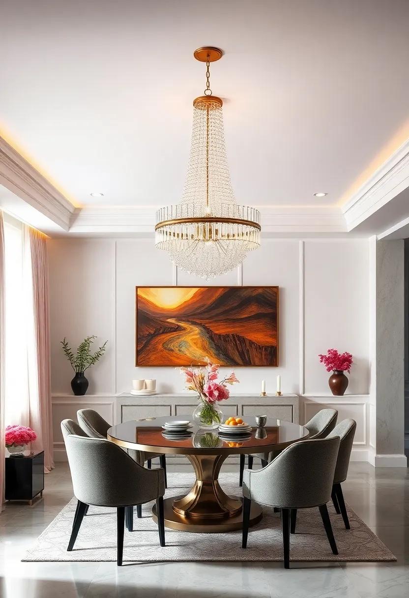 Glamorous Crystal: Elevate your dining experience with an opulent ​crystal ​chandelier that refracts light ⁤beautifully, adding a touch of luxury to your meals