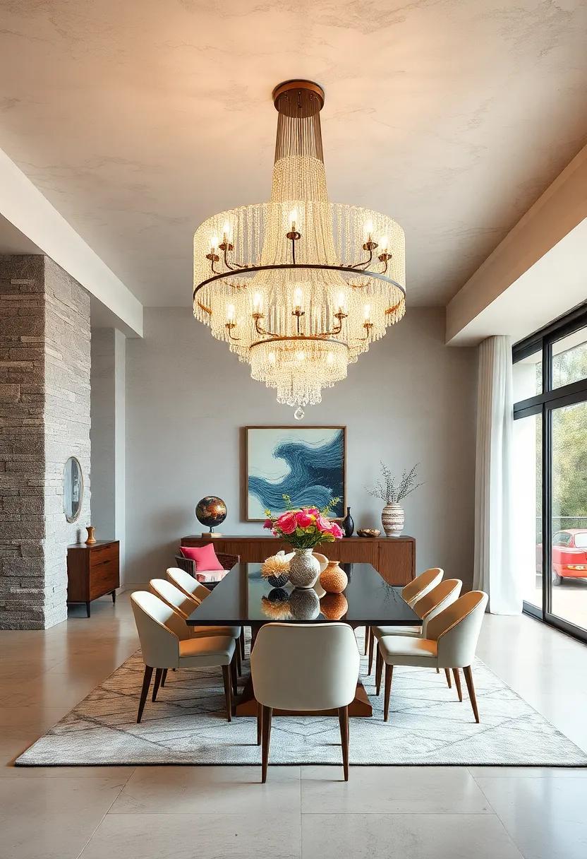 Over-Sized Glamour: Make a splash with an⁤ oversized chandelier ​that becomes​ the‍ centerpiece of your dining‌ room, demanding ‌attention while enhancing ​the⁤ decor