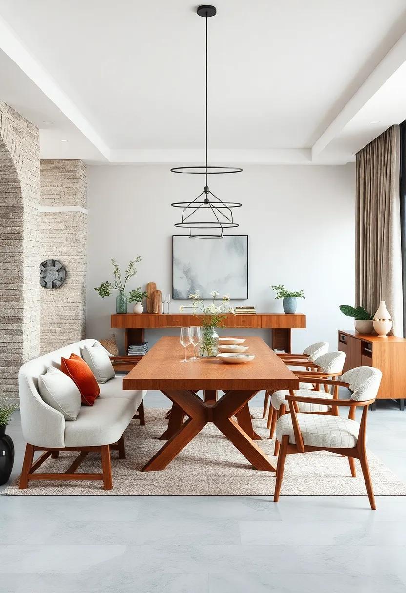 Blending Rustic Wooden Elements with Modern Minimalist Furniture for Timeless Dining Spaces