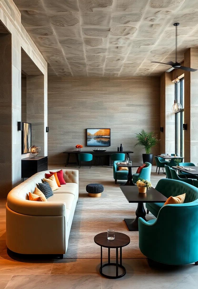 Creating Flow with Curved Sofa Seating Paired with Sleek Tables in Contemporary Dining Areas