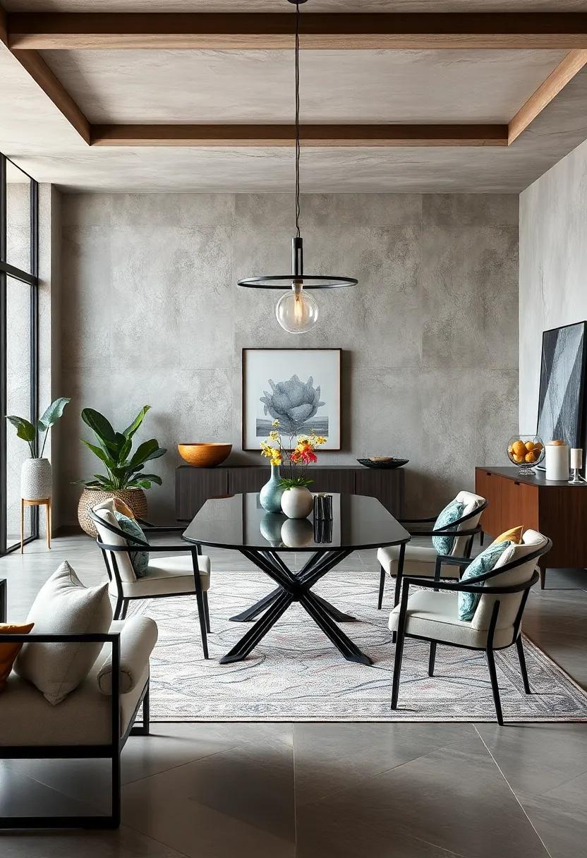 Pairing Dark Metal Frames with Light Upholstery for Striking Contrast in Dining Setups