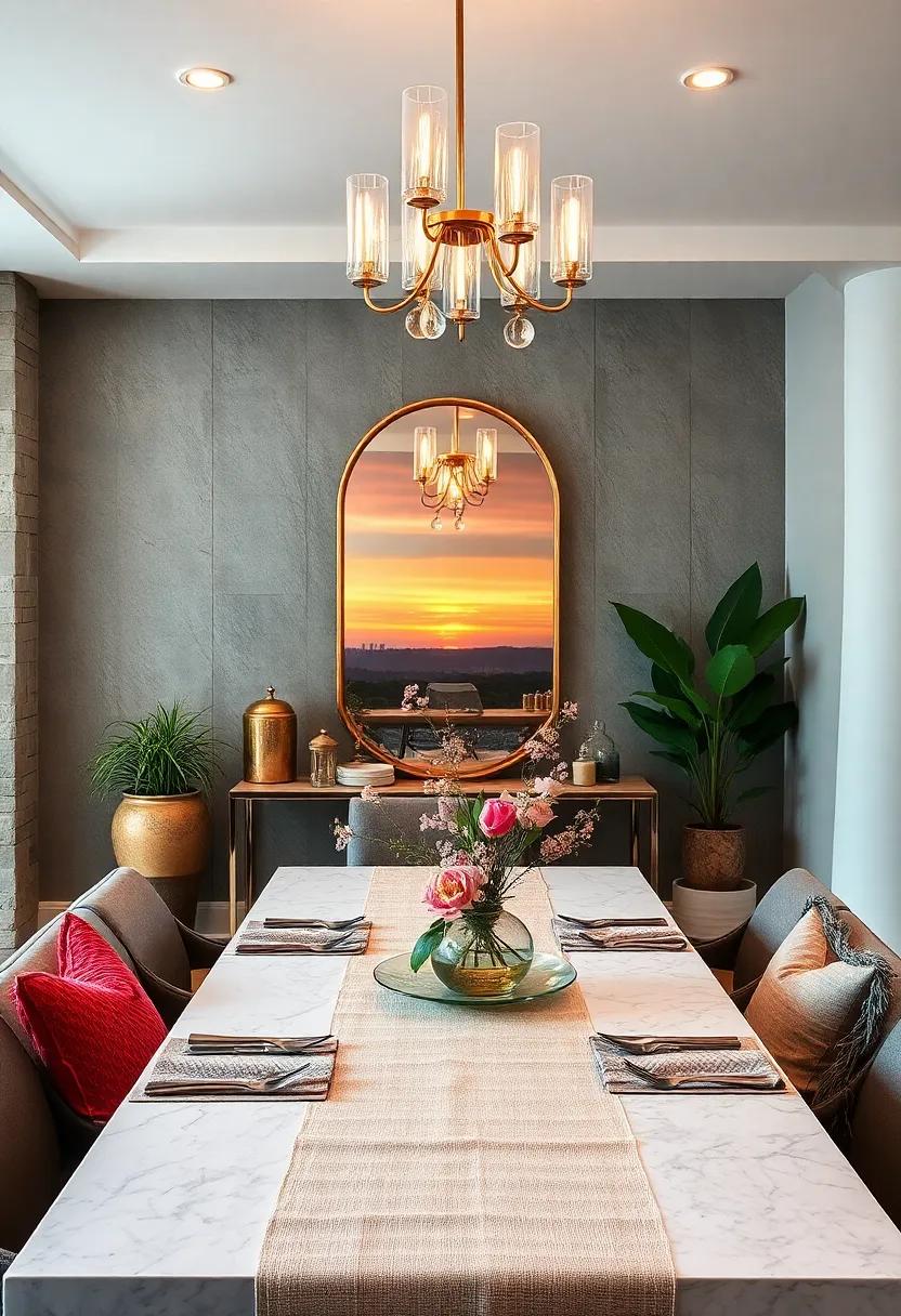 Warm Sunset Hues Mirrored in Copper-Toned Frames and Soft Tactile Linen Table Runners