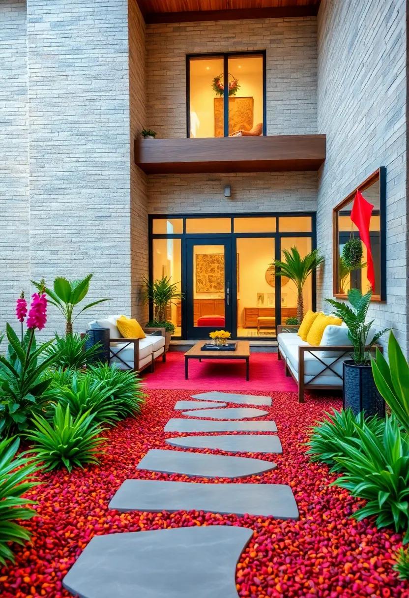 Elevate Your Front Yard With Vibrant Colored Mulch Patterns That Create Eye-Catching Visual Interest