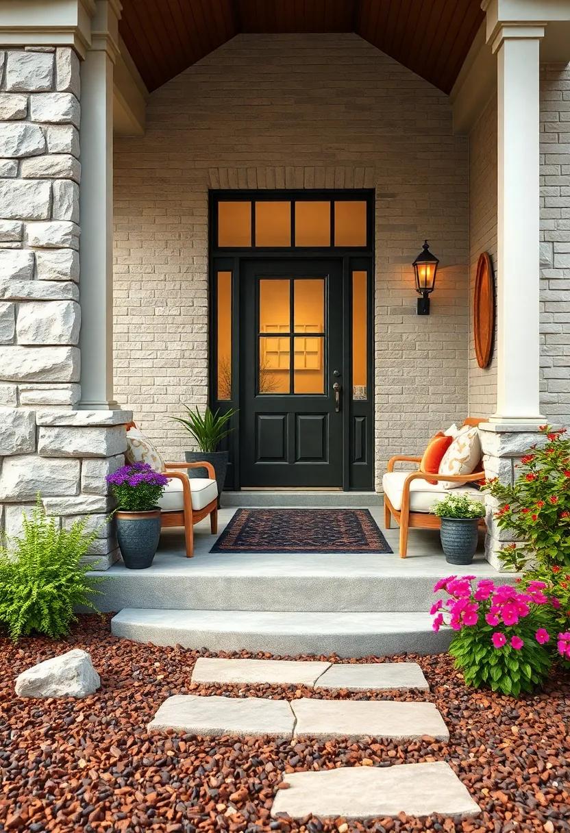 Frame Your Porch Steps With Thick Mulch And Low-Height Blooming Perennials For Warm Welcome
