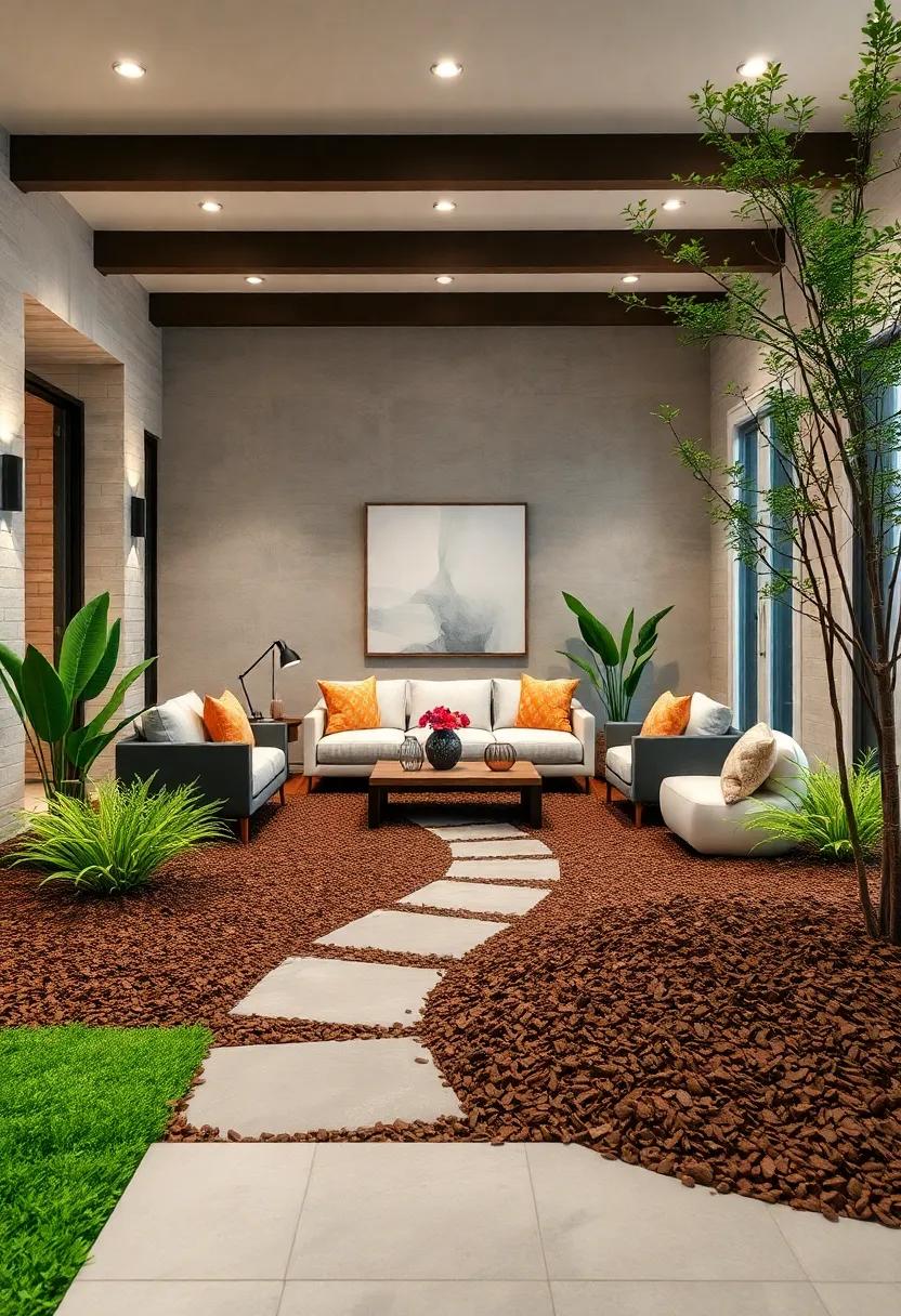 Blend Organic Bark Mulch With Fresh Flowers To Create A Warm And Inviting Entrance Scene