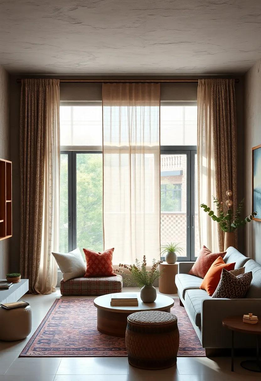 Artfully Layered Window Treatments Mixing Patterns and Fabrics in Eclectic Interiors for Depth and Warmth