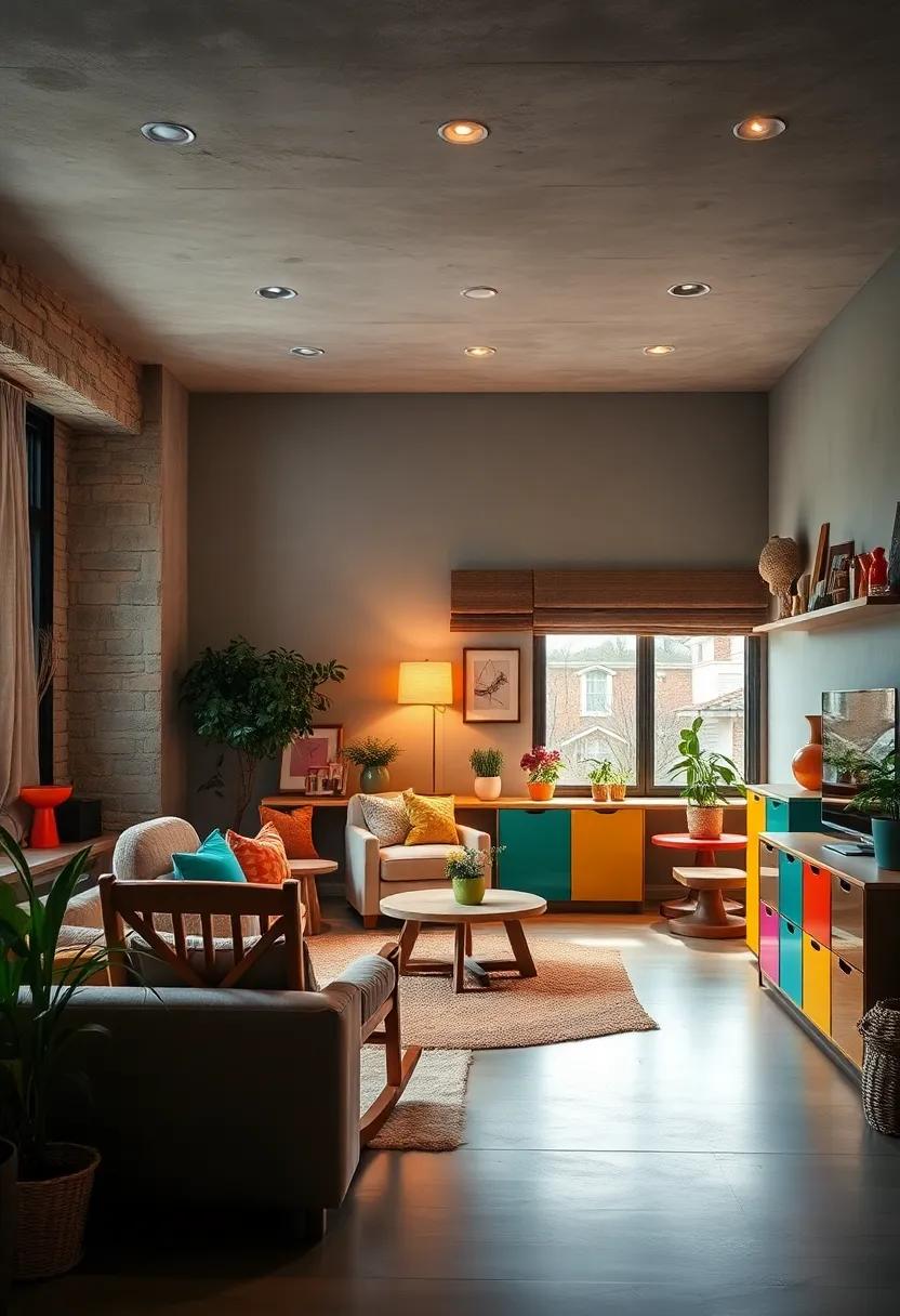 Eclectic Kids' Playrooms Where Classic Wooden Rockers Meet Neon Futuristic Storage Units