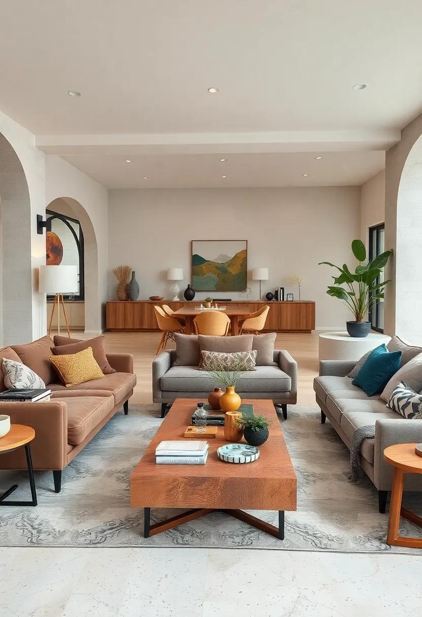Luxurious Velvet Couches Matched with Scandinavian Pine Coffee Tables in Spacious Lounges