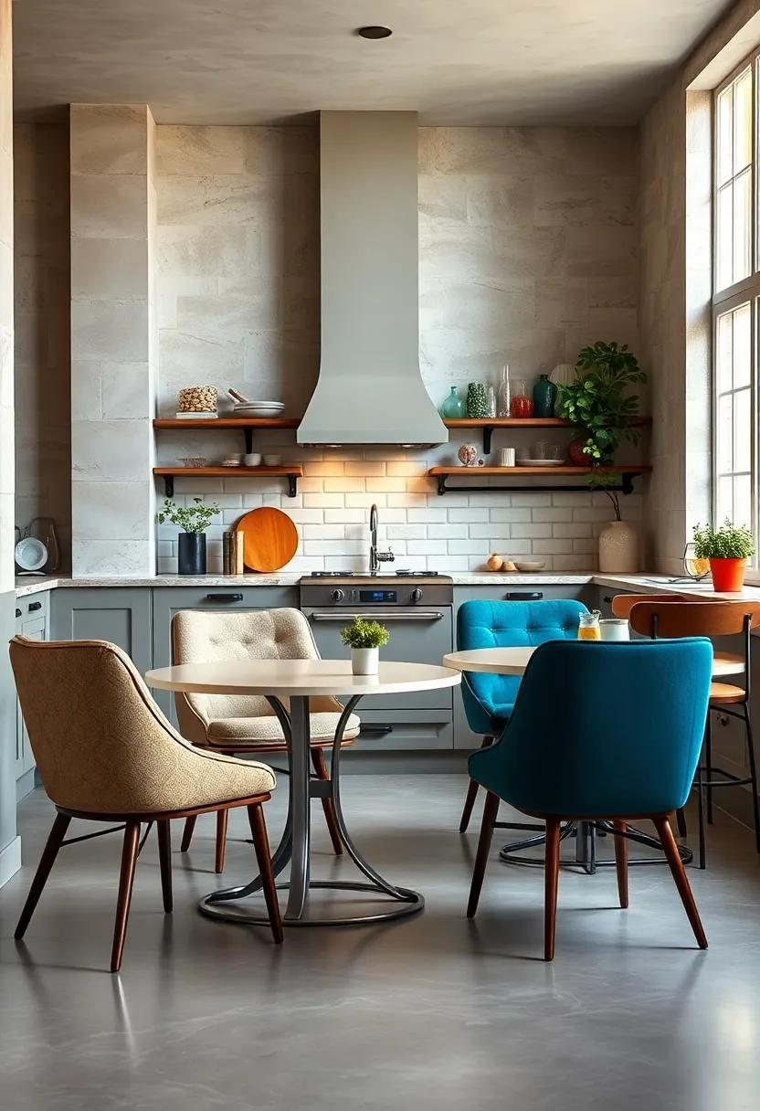 Furniture Mix And Match Featuring Retro Chairs Paired With Contemporary Tables For Eclectic Seating