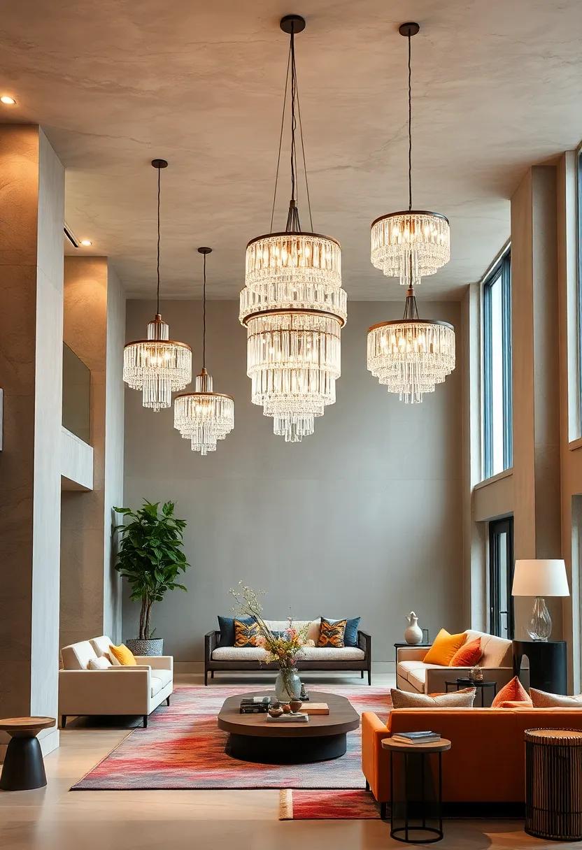 Luxurious Crystal Chandeliers Reimagined with Asymmetric Designs for Glamorous Halls