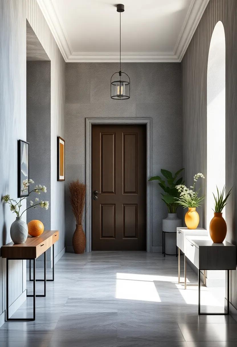 Shimmering Soft Grey Walls Bathed in Natural Morning Light Creating a Calm Welcome