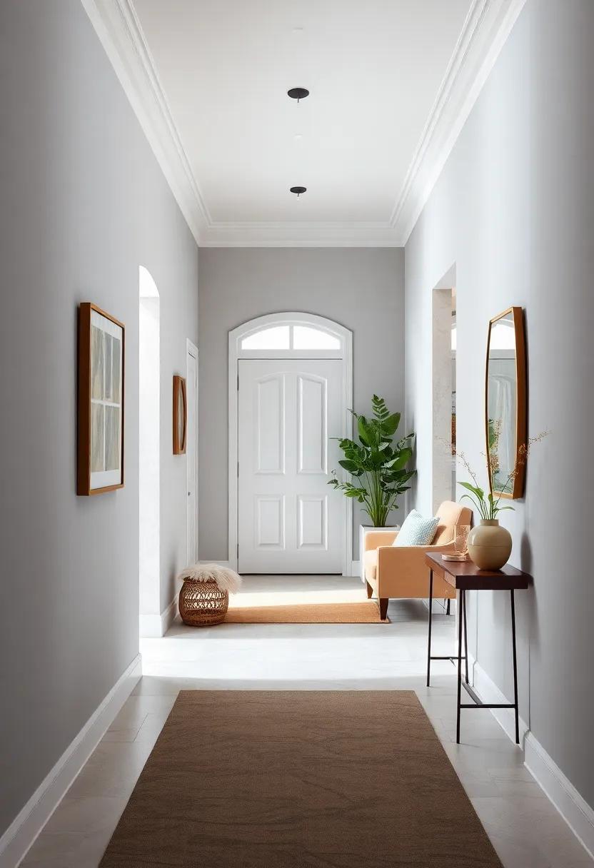 Warm Grey Hues Paired with Soft Pastel Decor to Create a Harmonious Transitional Space