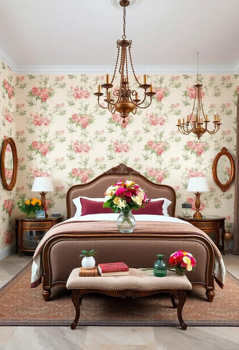 Seasonal Floral Arrangements Emphasizing the Everlasting Allure of the Bedroom's Vintage Theme