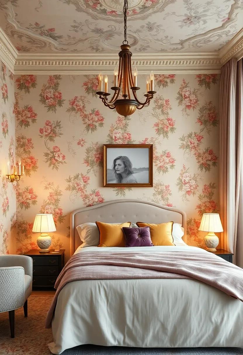 Cozy Seating Nooks Featuring Period Upholstery Enhancing the Gentle Floral and Antique Bedroom Vibe
