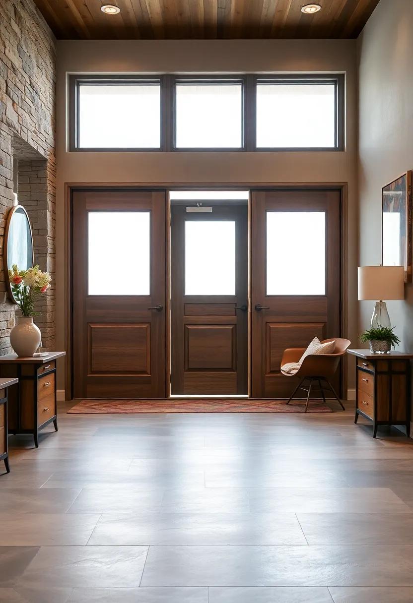 Mixed-Material Entry Doors Featuring Millwork Insets for a Harmonious Contrast