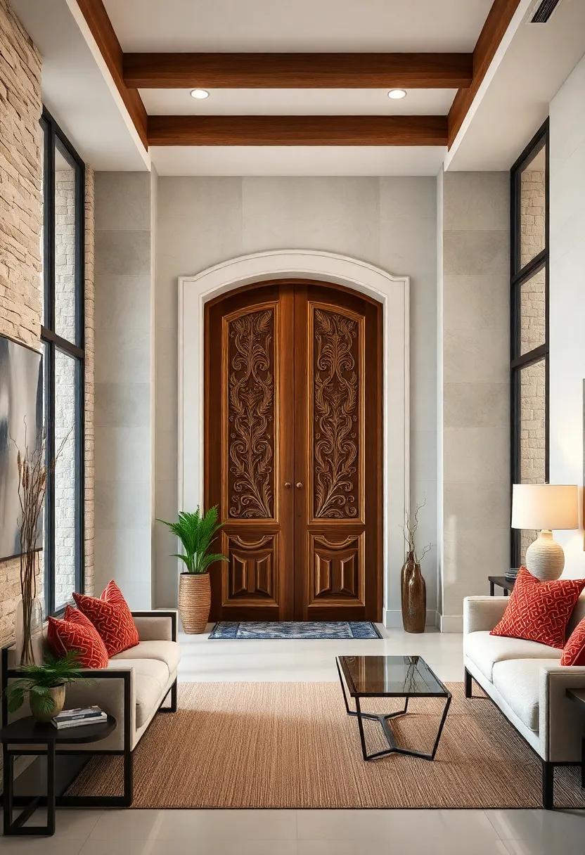 The Timeless Elegance of Hand-Carved Wooden Entryway Panels Radiating Warmth and Craftsmanship
