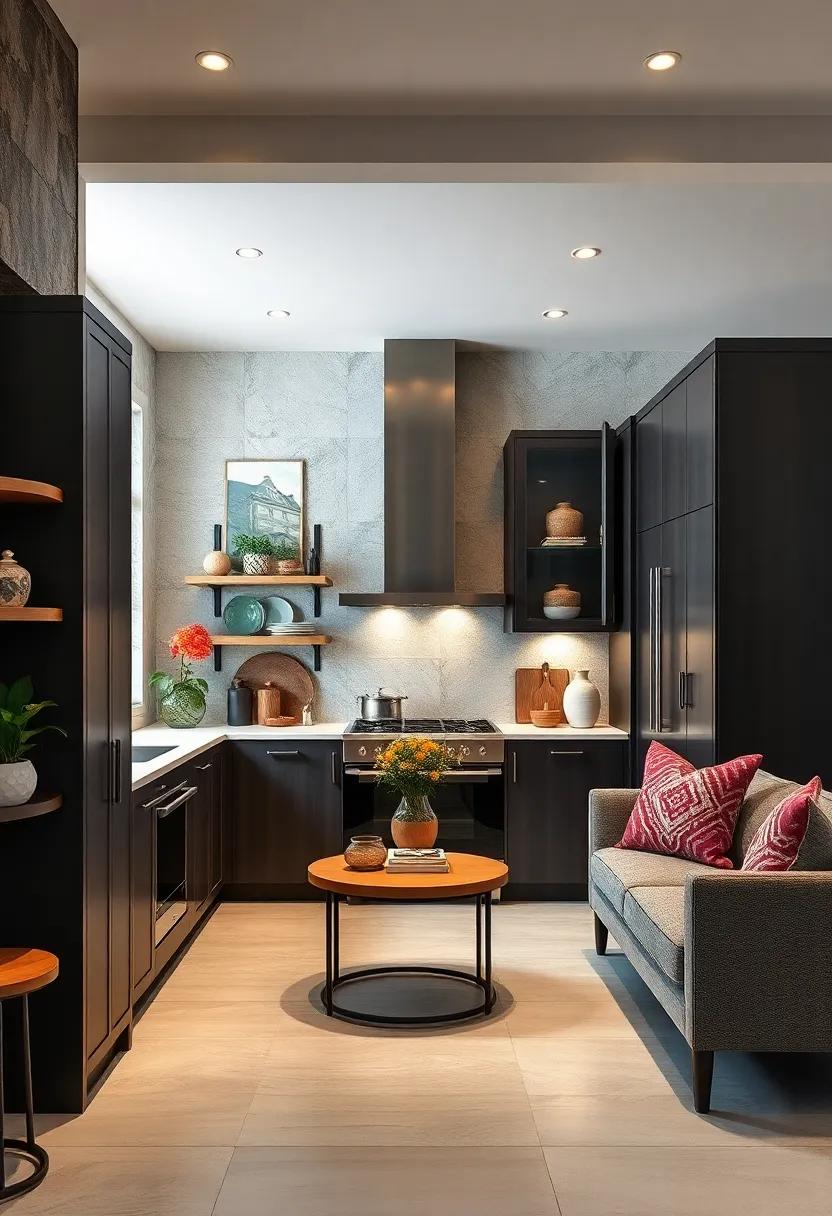 Contrasting Colors and Materials Framing Espresso Cabinets for a Stylish Visual Impact