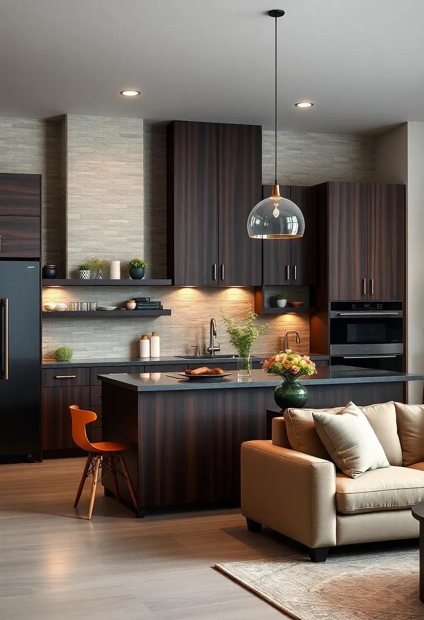 Curated Lighting Schemes Enhancing the Richness of Espresso Cabinets in Open Concept Homes