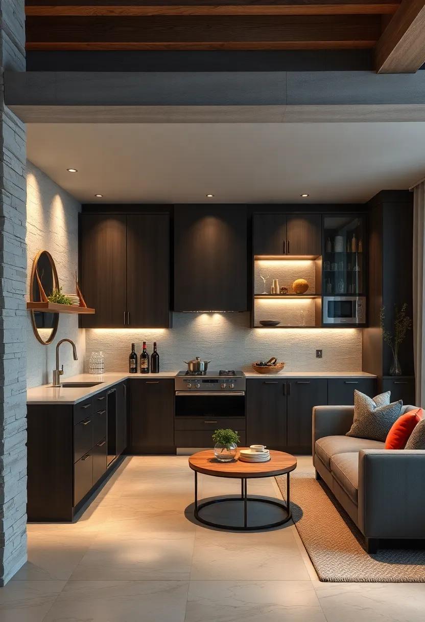 Elegant Bar Area Featuring Espresso Cabinets and Ambient LED Lighting for After-Dinner Entertaining