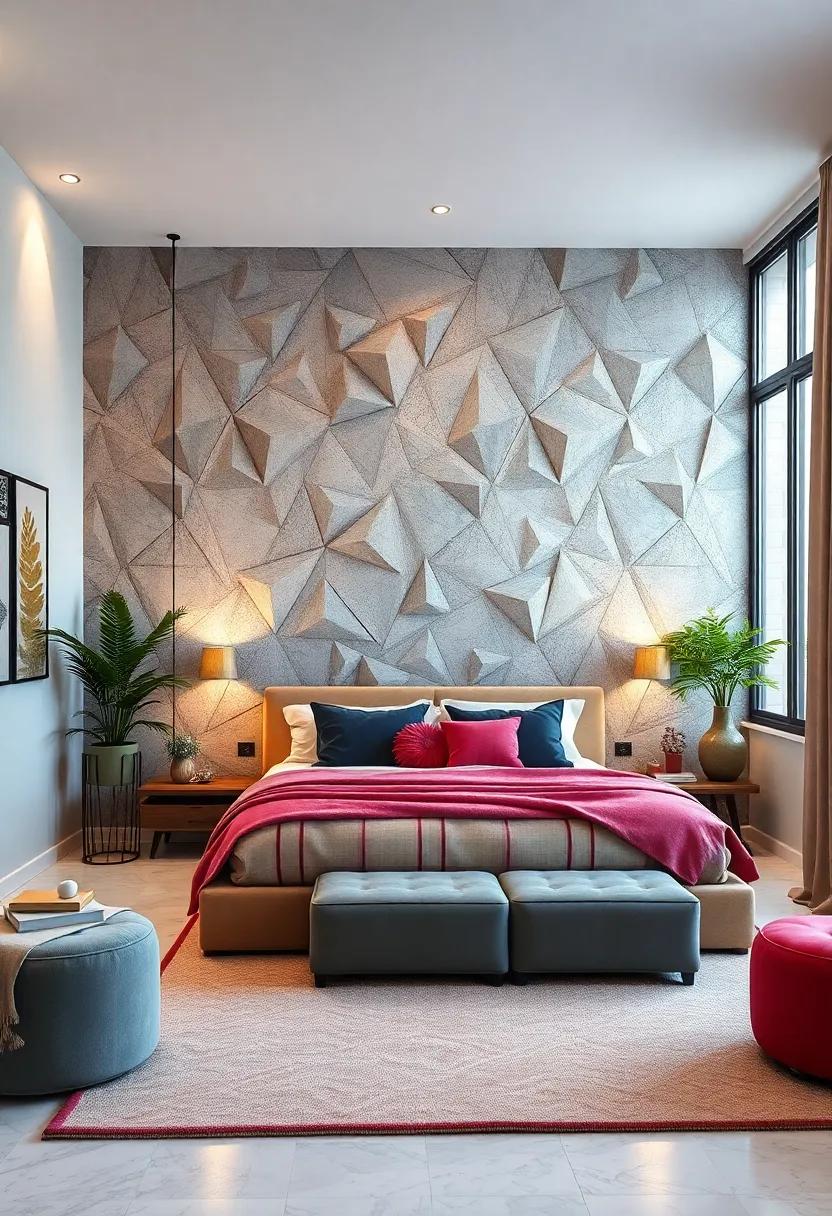 Use a three-dimensional geometric wallpaper to ⁣add depth and‍ texture, creating a⁣ striking focal point that draws the ‍eye