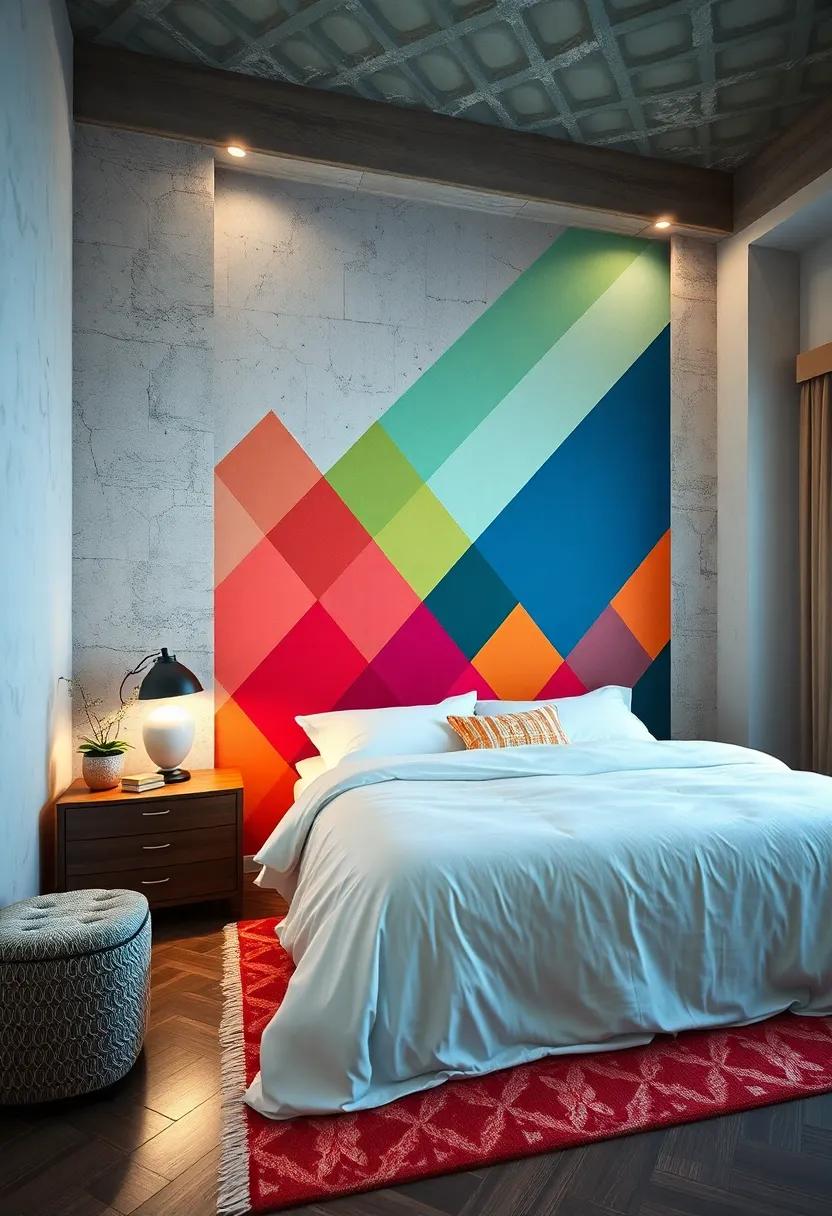 Go vibrant with‌ a colorful diamond pattern that energizes your space, making your bedroom a⁢ canvas of creativity