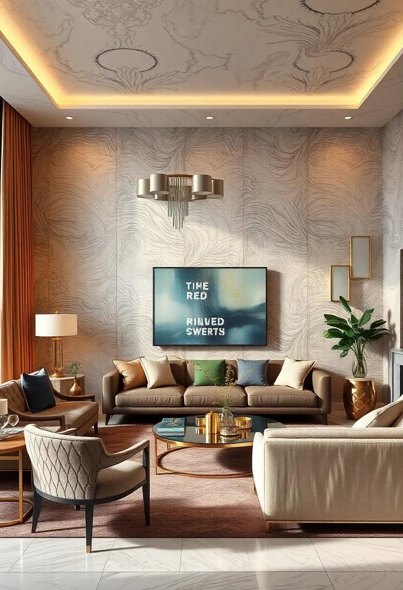 Deluxe Textured Wallpapers Featuring Metallic Threads And Subtle Patterns Enhancing Wall Drama With Elegance