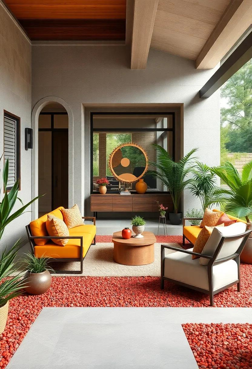 Creative Use Of Colored Mulch And Gravel To Define Spaces And Add Unexpected Brightness