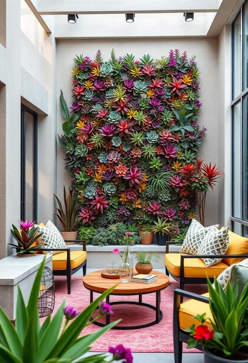 Color-Pop Tree Wraps And Painted Pots Integrating Bold, Playful Touches Through The Yard