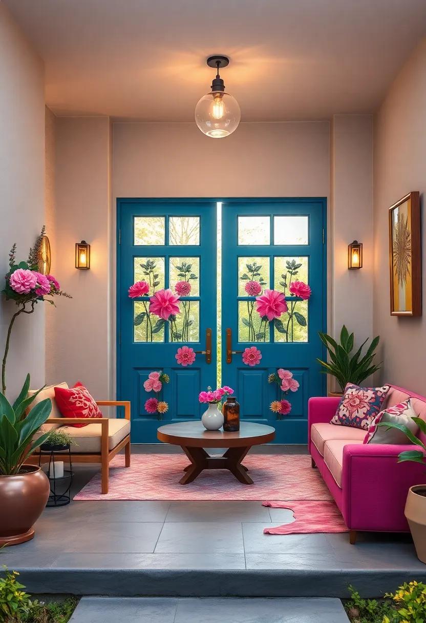 Brightly Colored Garden Gates Embellished With Floral Patterns And Whimsical Shapes