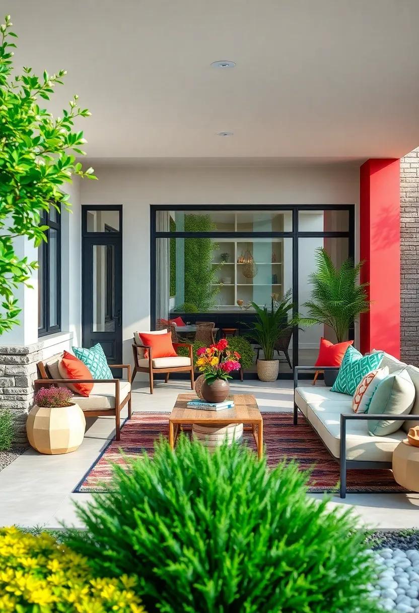 Dynamic Color Blocking With Contrasting Shrubs And Plants For A Modern Flair