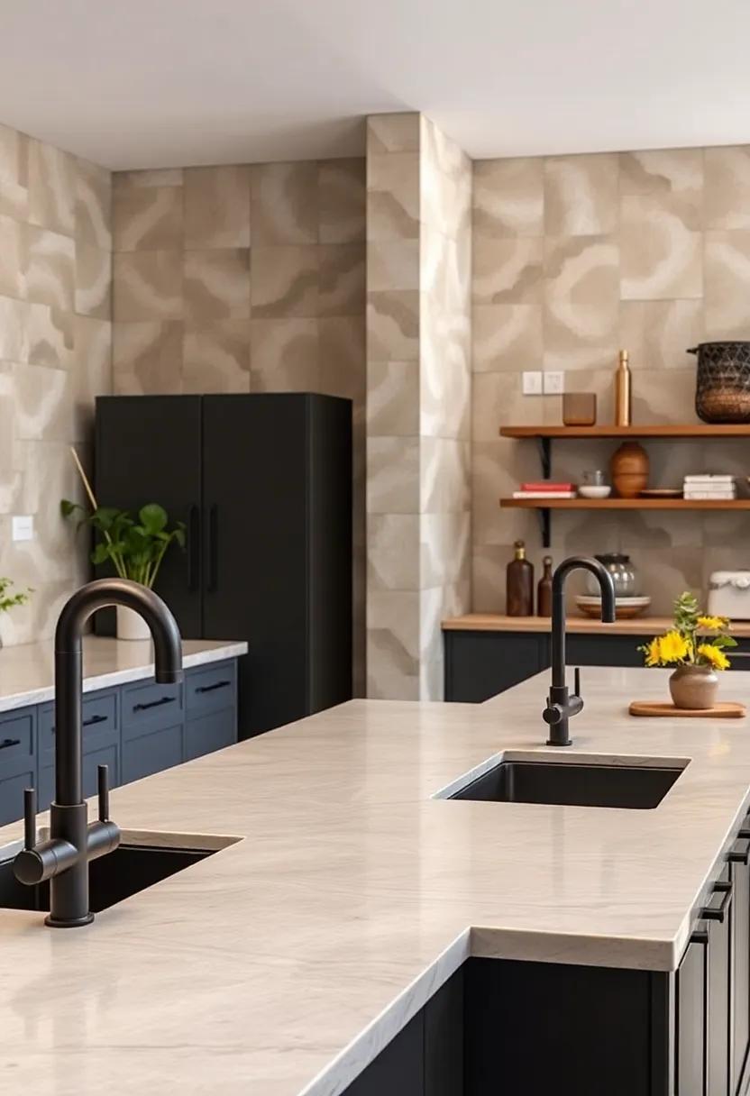 Industrial-Style Sinks Featuring Deep Basins and Matte Black Faucets for Both Utility and Design