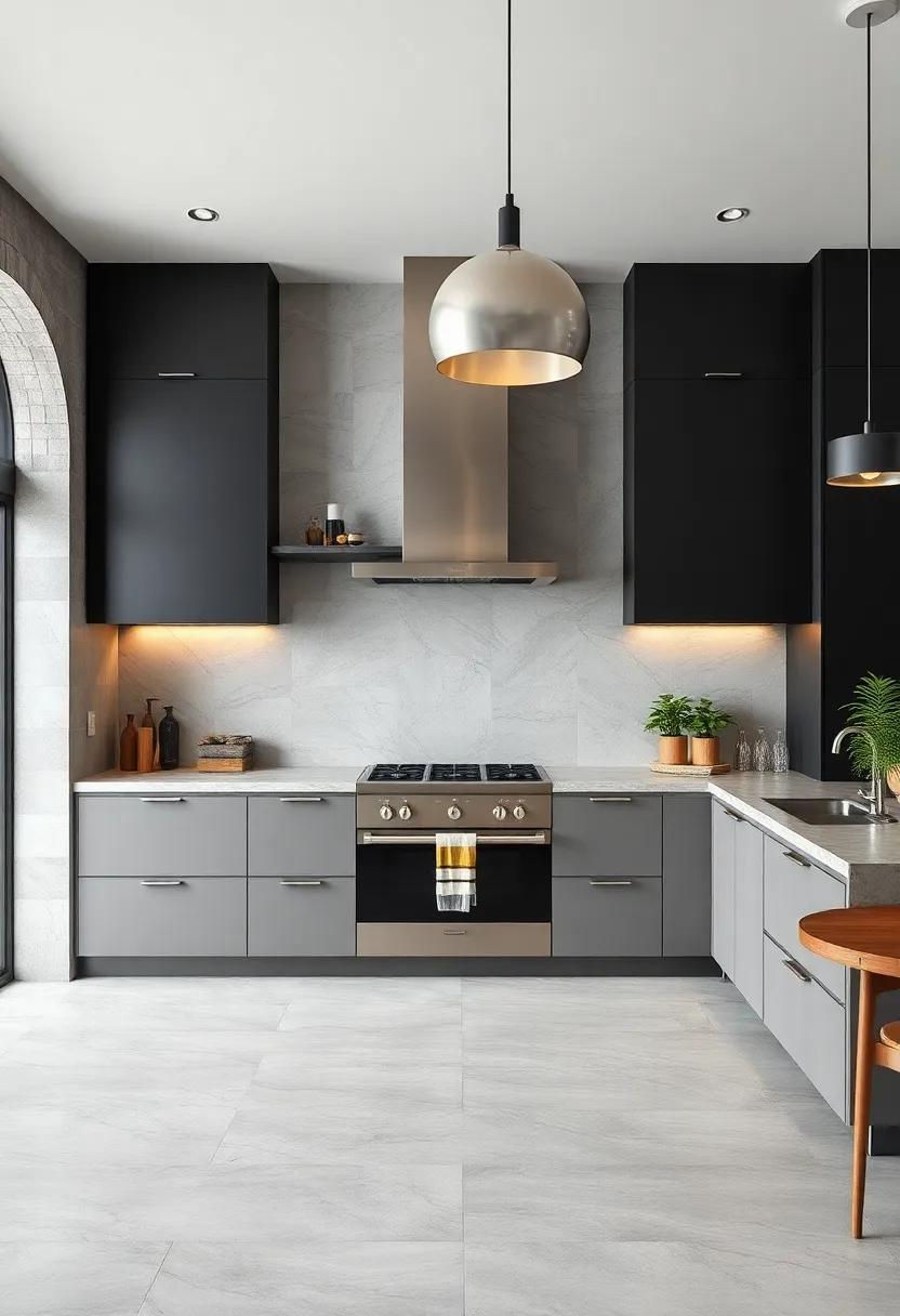 Sleek Stainless Steel Surfaces Paired With Matte Black Accents for an Urban Chic Kitchen Vibe