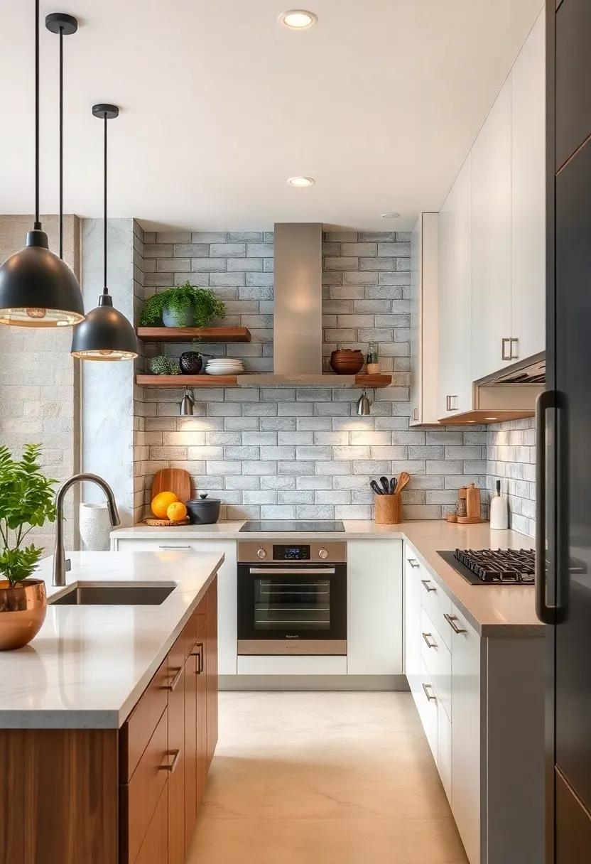 Sophisticated Urban Kitchen Backsplashes Using Subway Tiles in Neutral Tones and Contrasting Grout