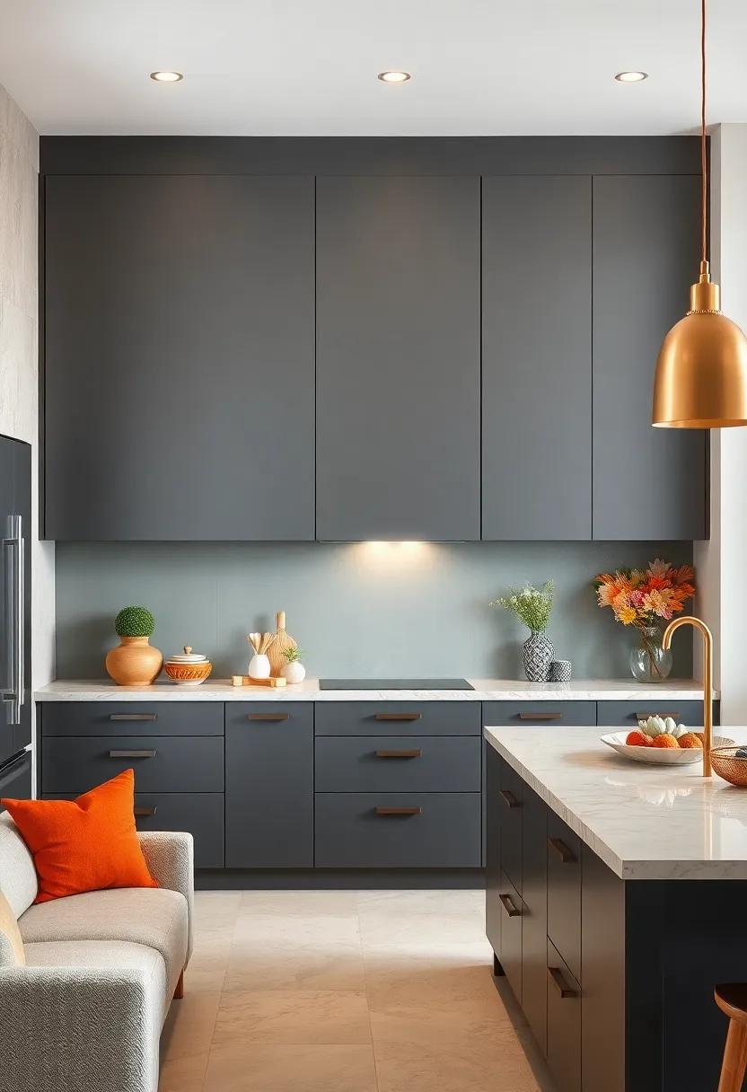 Charcoal Gray: Opt for sleek charcoal gray cabinets that provide a chic, contemporary look and pair well with metallic accents and bright decor
