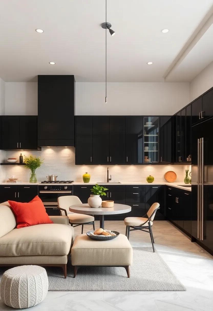 Elegant Black:‌ Make a‌ bold choice with ⁤glossy black cabinets that create a striking and dramatic effect, especially suitable for minimalist designs