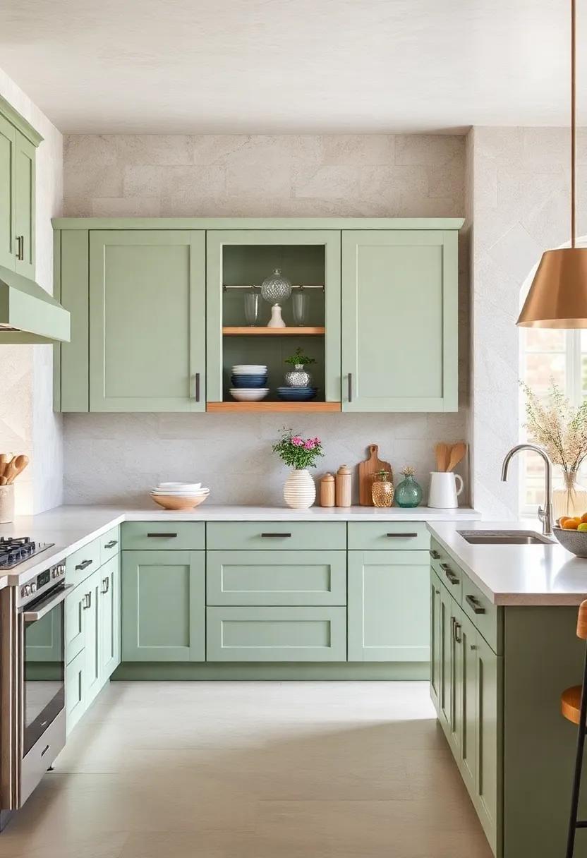 Soft Sage Green: Create a tranquil atmosphere⁢ with soft ⁤sage green cabinets,perfect for a calming and nature-inspired kitchen