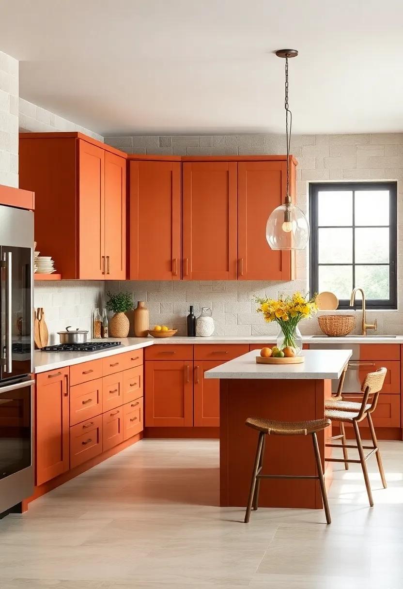 Warm ⁢Terracotta: Infuse warmth into your kitchen with terracotta cabinets, offering a rustic charm that‌ contrasts beautifully with⁣ modern elements