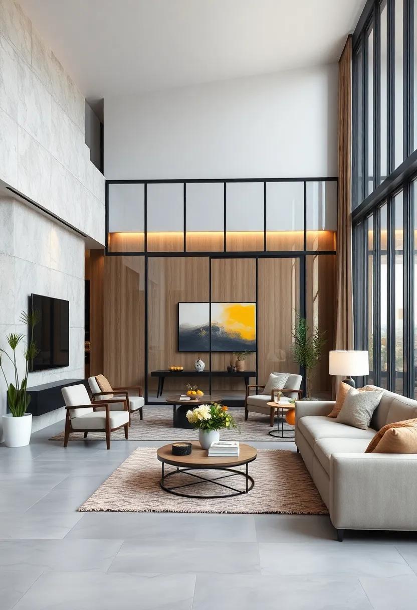 Bold Black Framed Glass Partitions Creating Striking Contrast in Contemporary Interiors