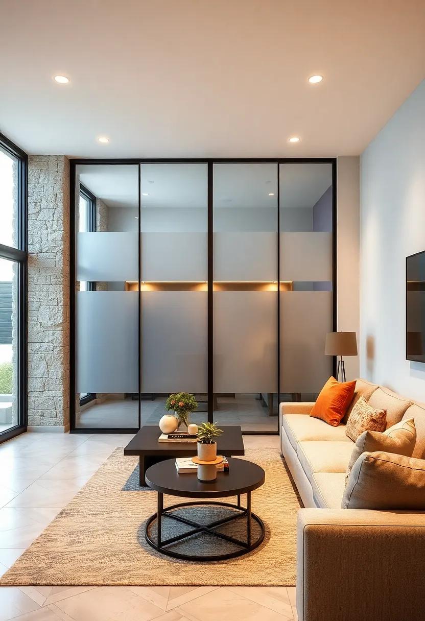 Layered Frosted and Clear Glass for Privacy Transitions with Visual Interest